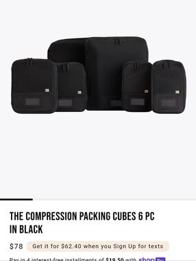 BEIS Compression Packing Cubes 6-Piece Set - Black